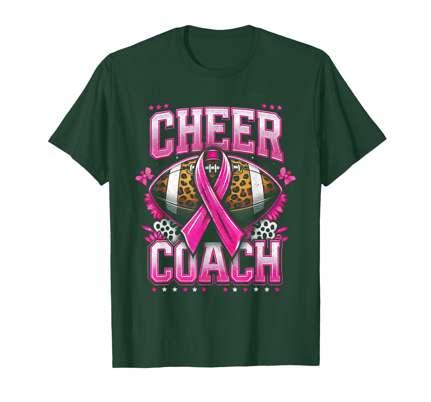 Football Cheer Coach Pink Ribbon Breast Cancer Awareness T-Shirt