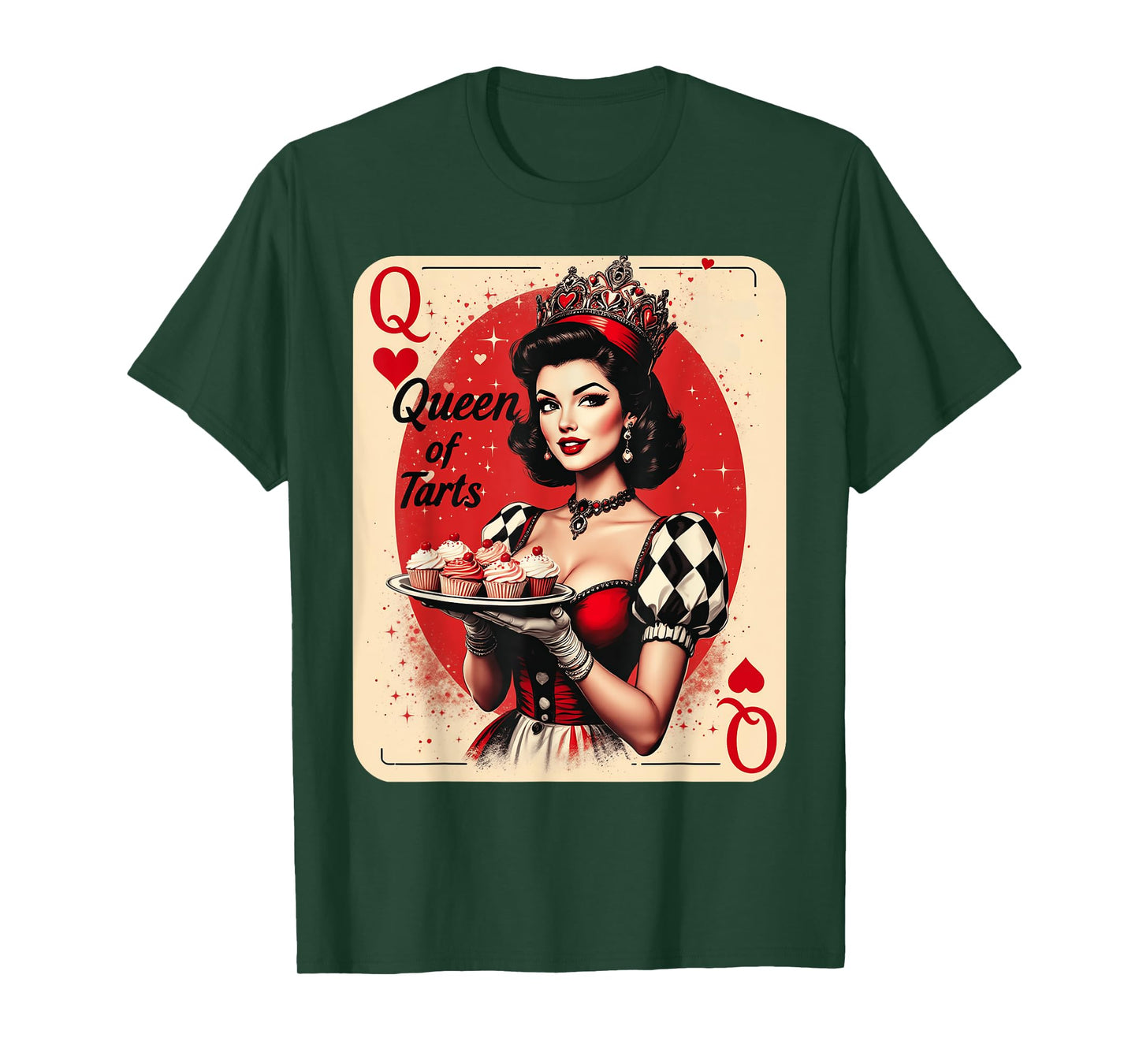 Queen Of Tarts Vintage Pin-Up Illustration Baker Cupcakes T-Shirt
