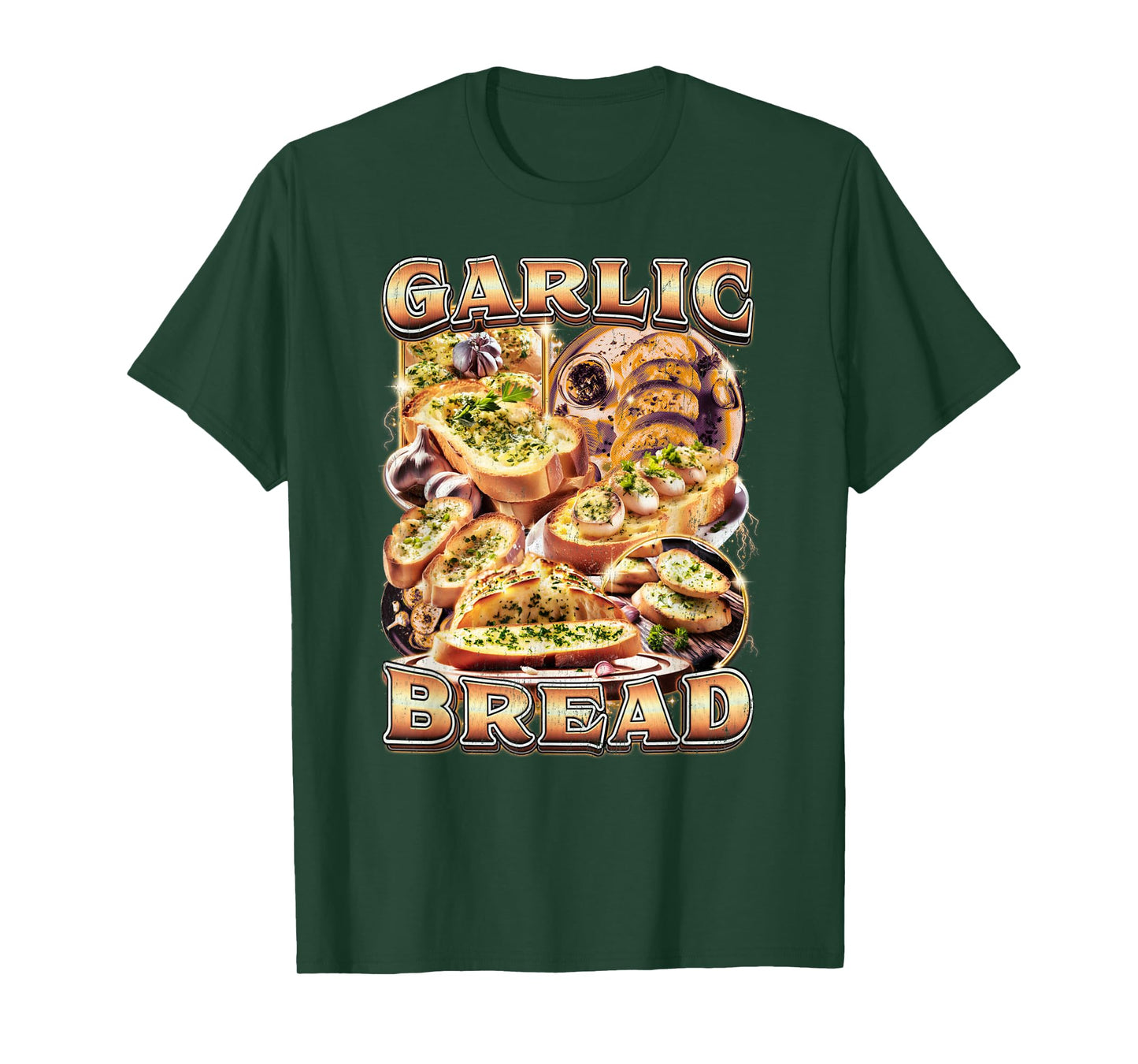 Bootleg Rap Style Garlic Bread Meme Food Ironic Vintage 90s T-Shirt