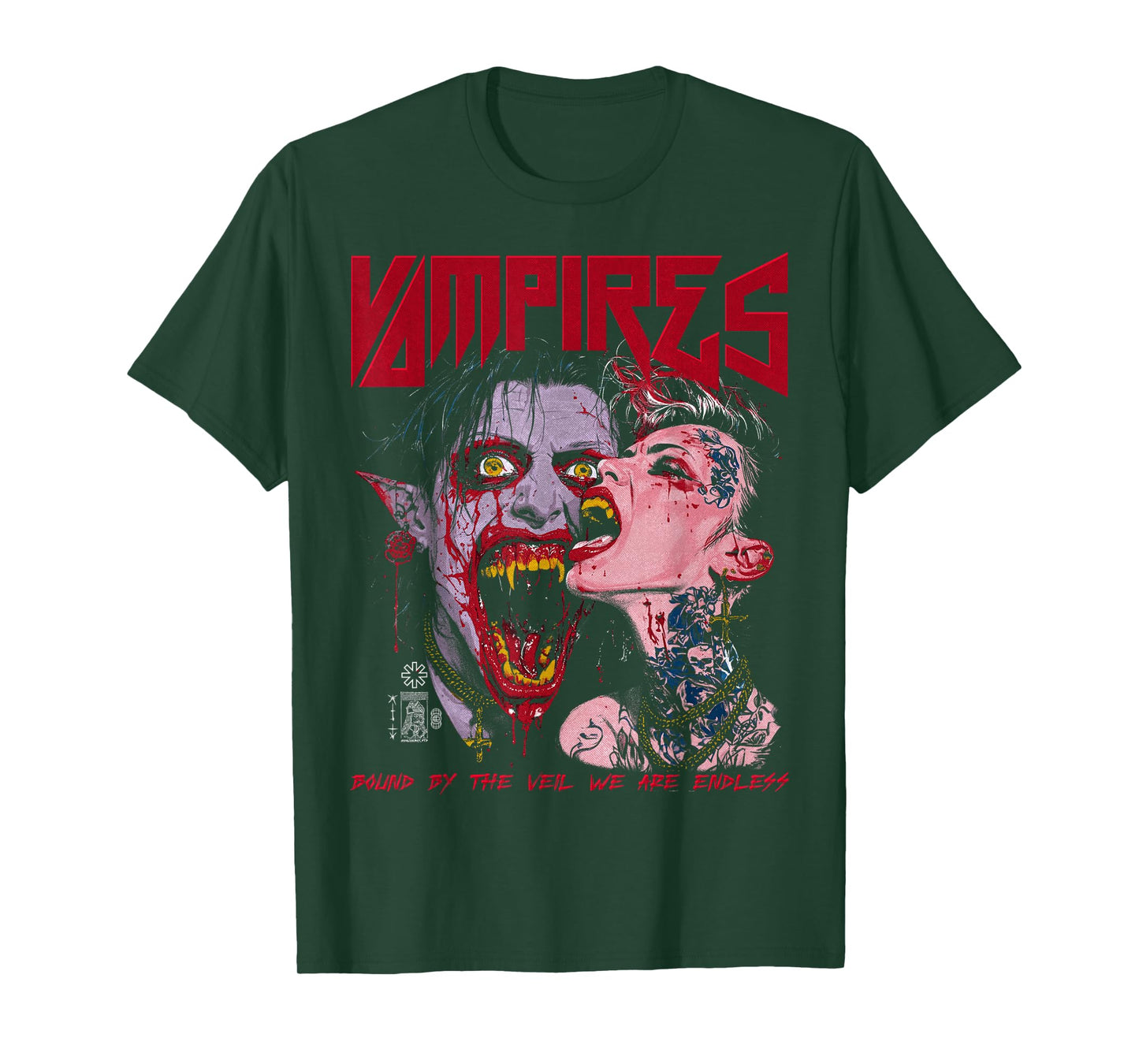 Spooky Halloween Vampire Couple Vintage Horror Goth Punk Alt T-Shirt