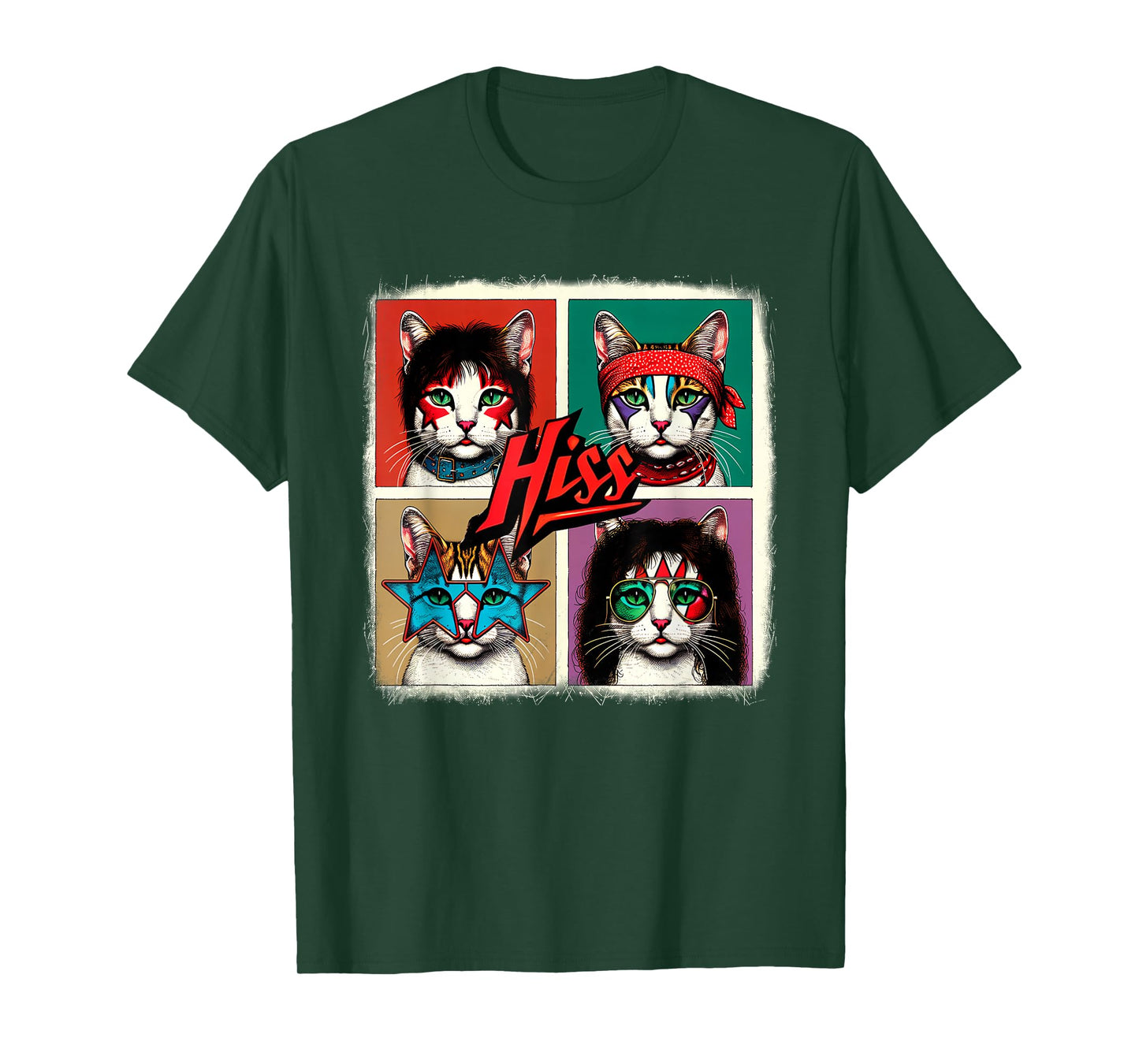 Rock Band Retro Cat Music Concert Band 70s 09S0SR T-Shirt