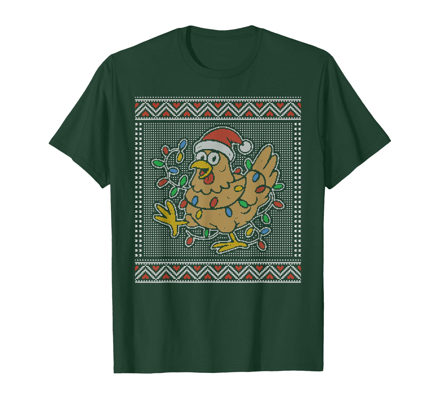 Ugly Chicken Christmas Sweater, Chicken Christmas Lights T-Shirt