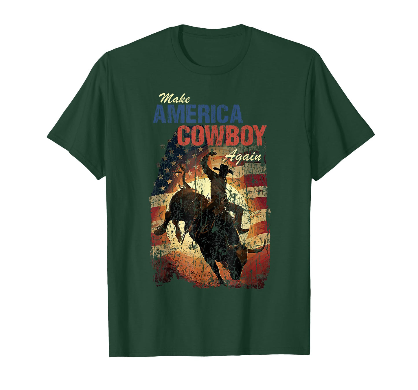 Make America Western Cowboy Again Retro 4th Of July Tee Gift T-Shirt