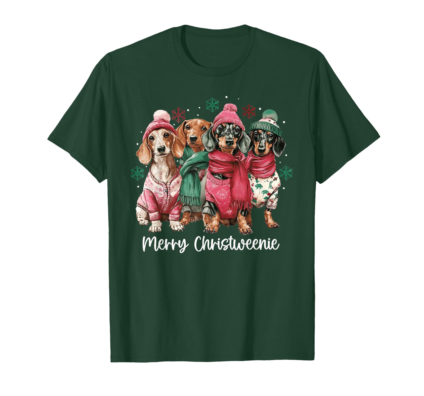 Merry Christmas Dachshund Dog Xmas Wiener Women Men Kids T-Shirt