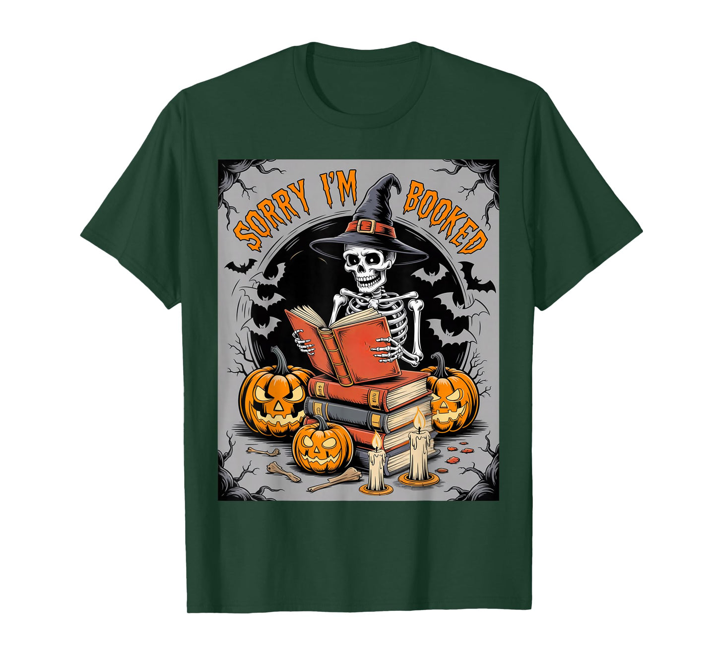 Sorry I’m Booked Halloween Skeleton Reading Books Horror Fan T-Shirt