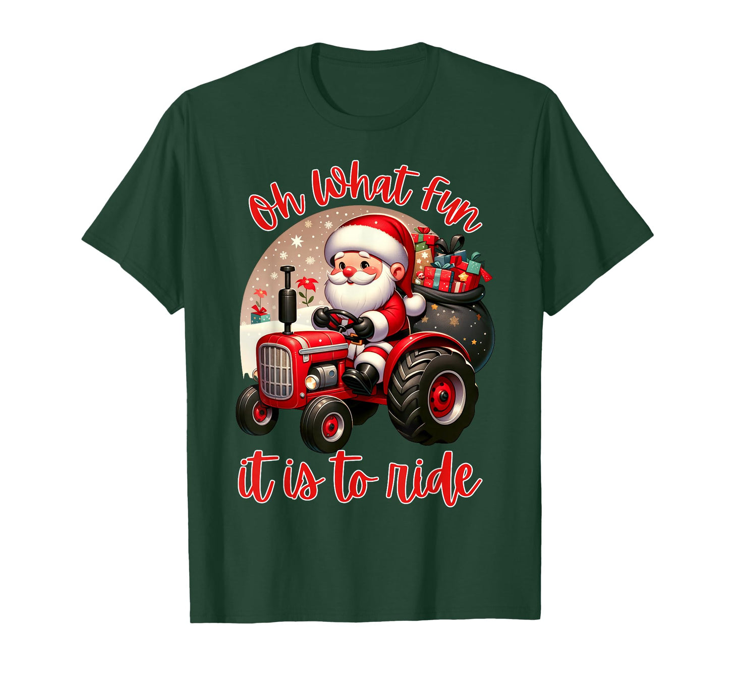 Farm Truck Oh What Fun It is to Ride Santa Tractor Christmas T-Shirt