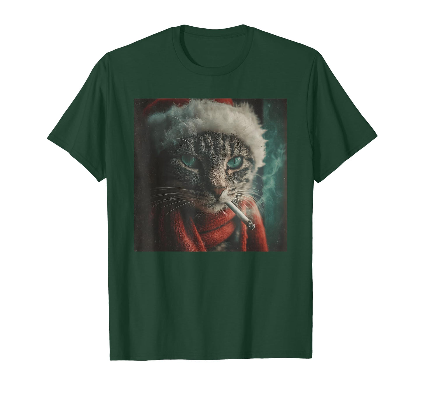 Santa Cat Cigarette Noir Holiday Winter Scarf Festive T-Shirt