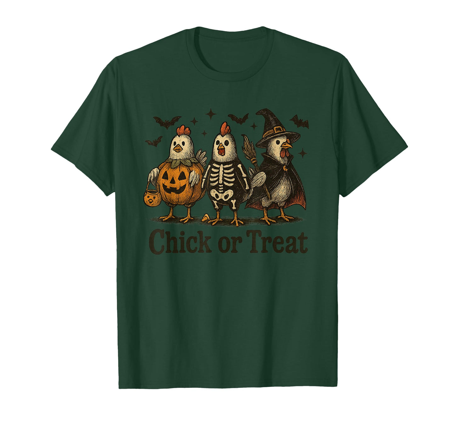 Chick or Treat Funny Chicken Halloween Vintage T-Shirt