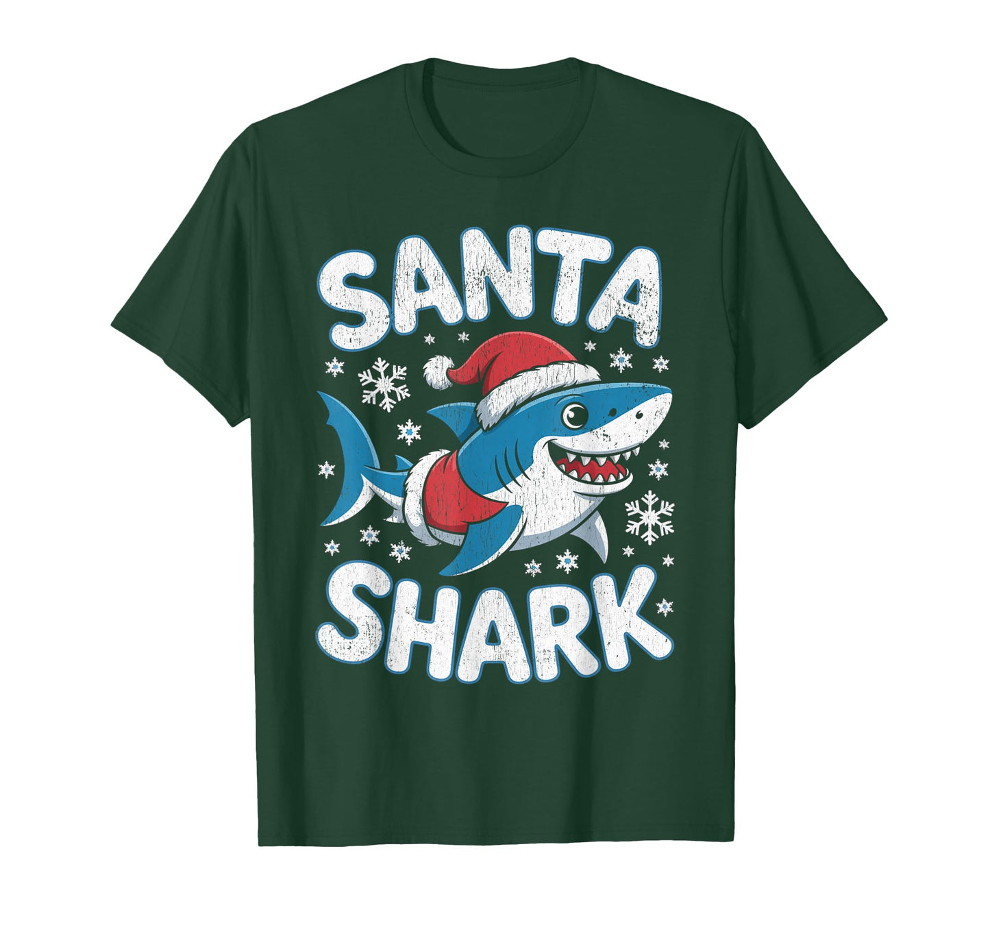 Funny Shark Santa Hat Christmas T-Shirt