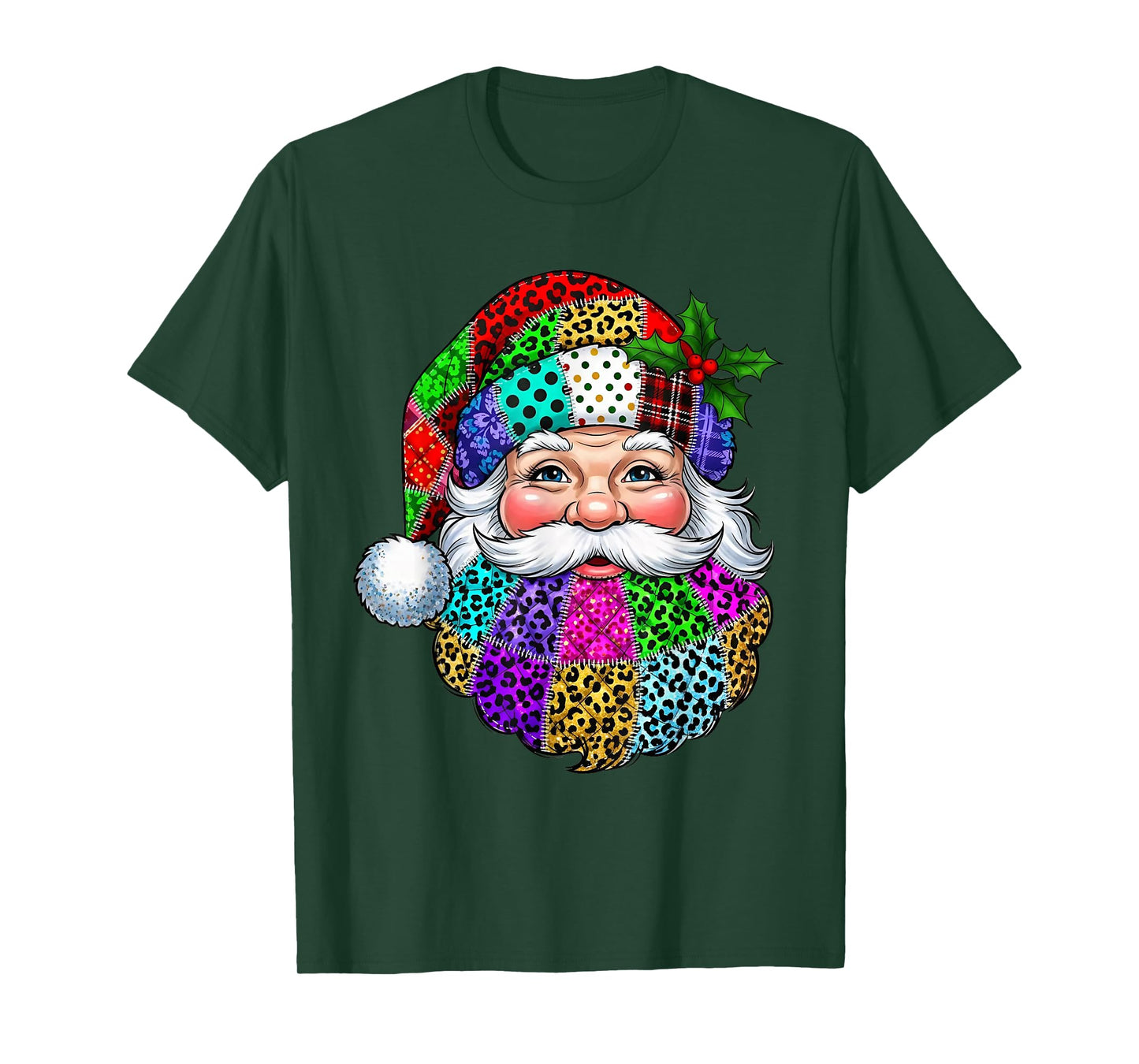 Retro Patchwork Santa Claus Christmas T-Shirt