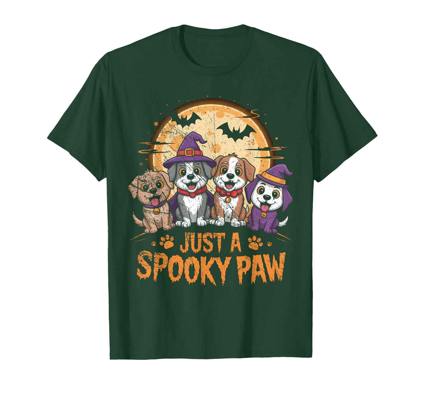 Funny Halloween Dog Ghost Costume Puppy Just A Spooky Paw T-Shirt