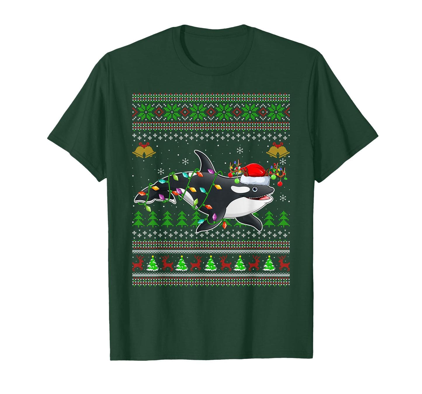 Orca Whale Ugly Christmas Sweaters Santa Sea Animal Xmas T-Shirt