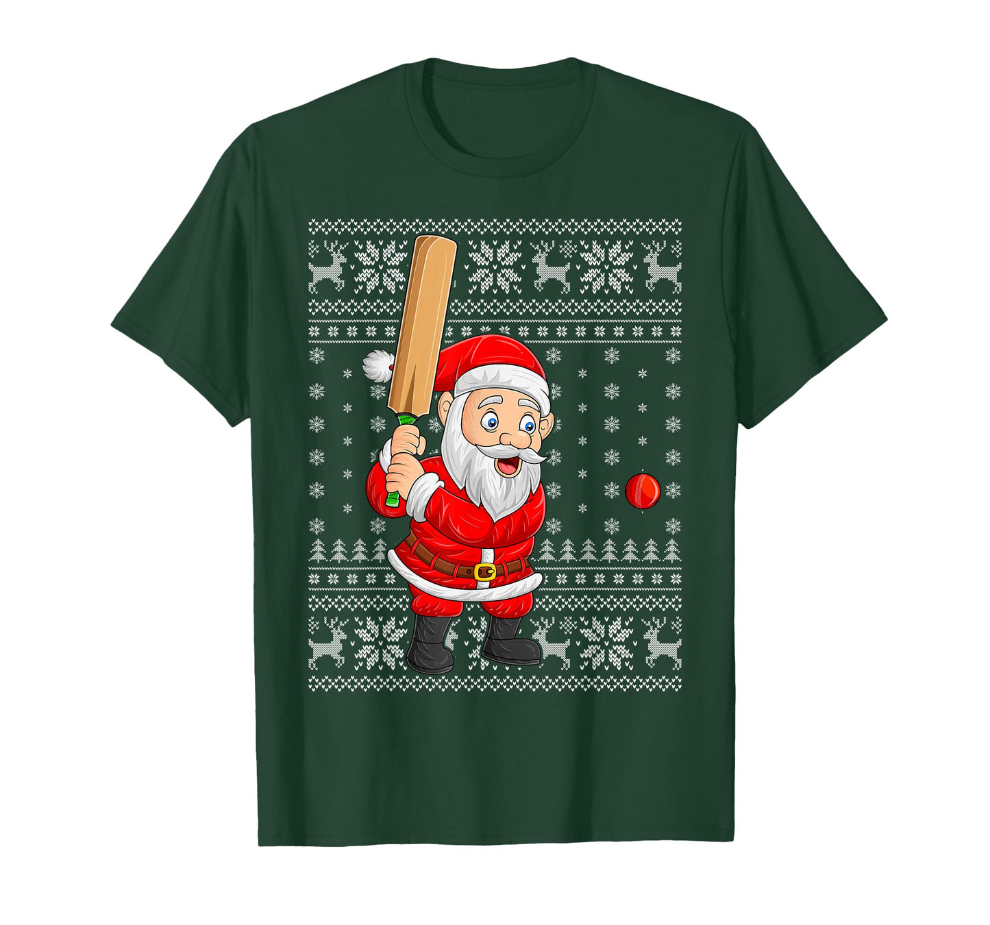 Santa Playing Cricket Ugly Christmas Sweaters Xmas T-Shirt