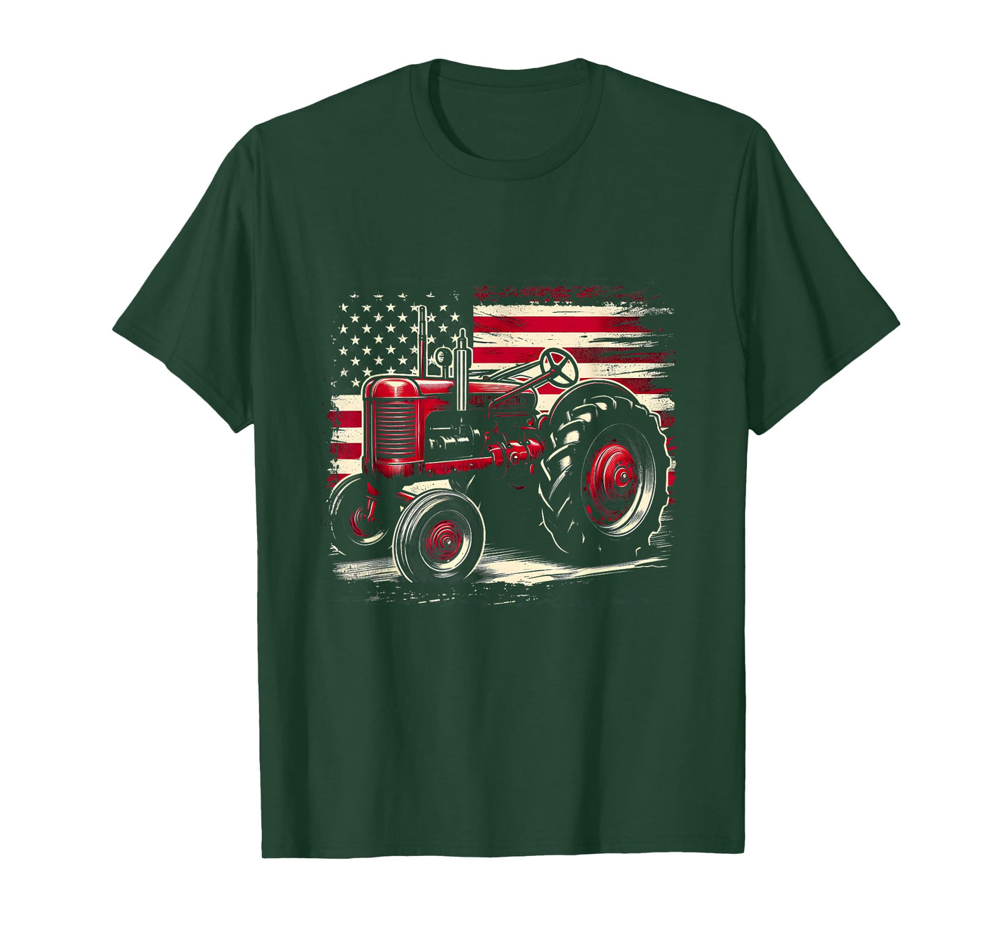Old Farmall Cub Tractor American Flag Patriotic Farming Farm T-Shirt
