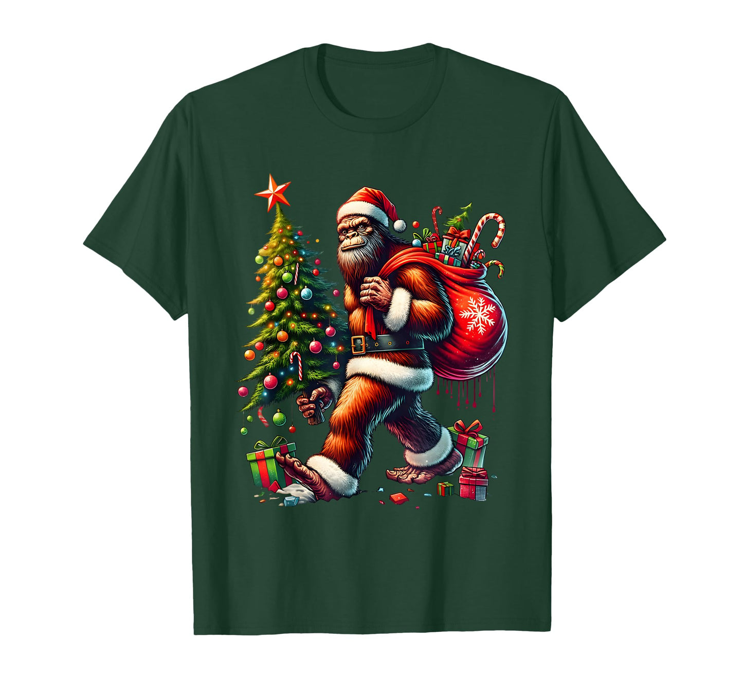 Most Wonderful Christmas Bigfoot Christmas Tree Lights Xmas T-Shirt