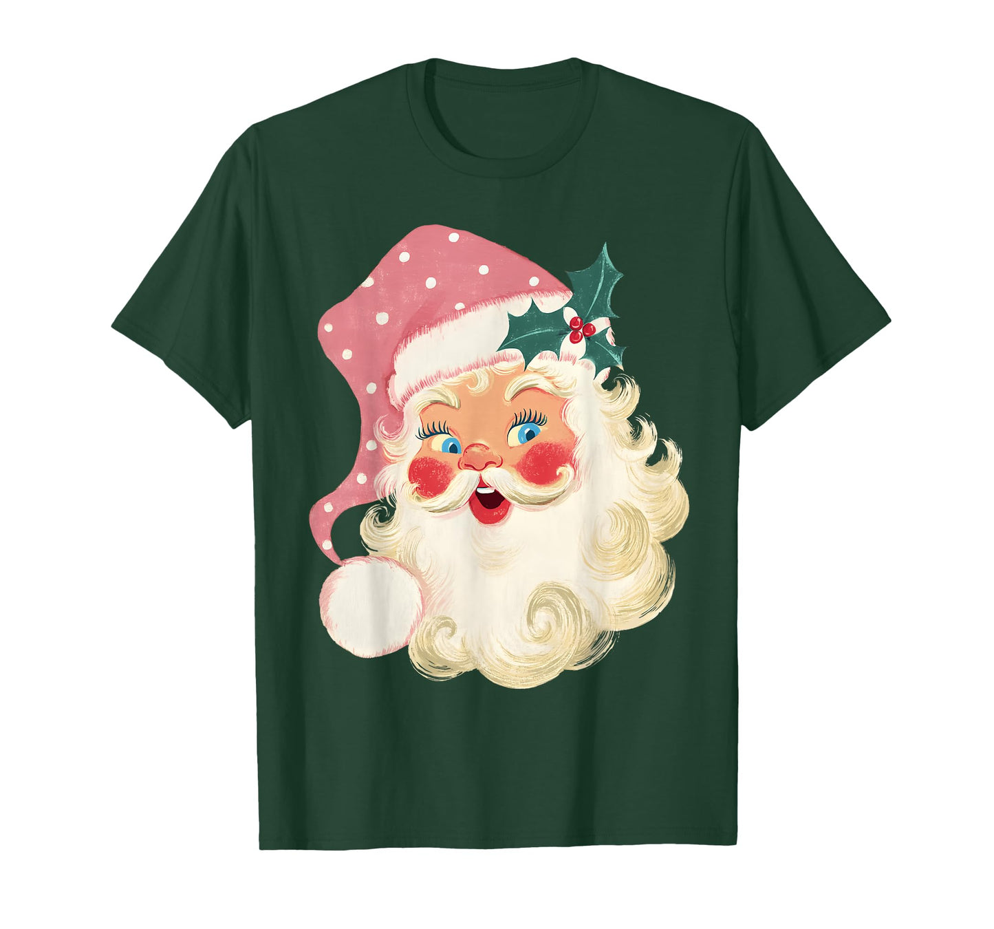 Vintage Retro Pink Santa Claus Christmas Xmas Men Women Kid T-Shirt