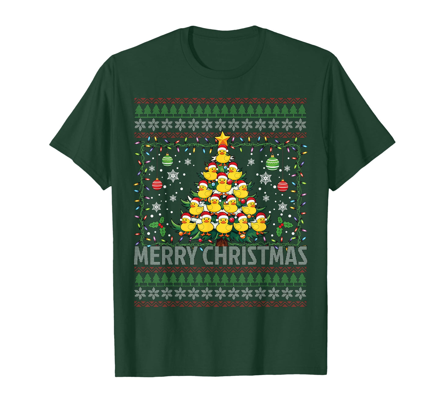 Ducks Christmas Tree Happy Christmas Funny Ugly Christmas T-Shirt