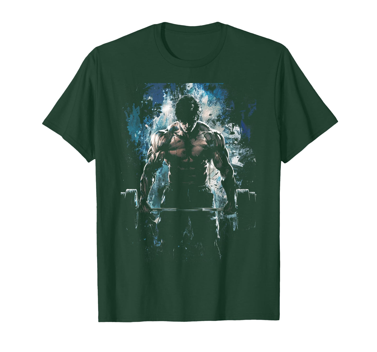 Weightlifting Muscle Gym Fitness Workout Strength Anime Men Character Deadlift Intense Bodybuilding T-Shirt