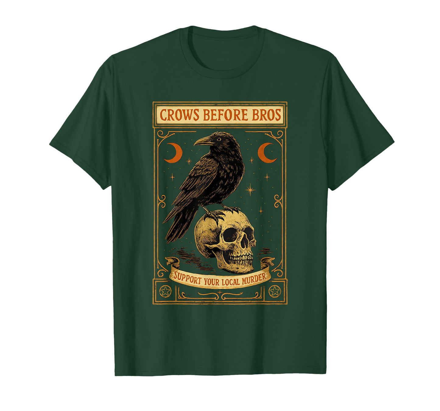 Crows Before Bros Gothic Tarot Card Crow Skull Women Teens T-Shirt