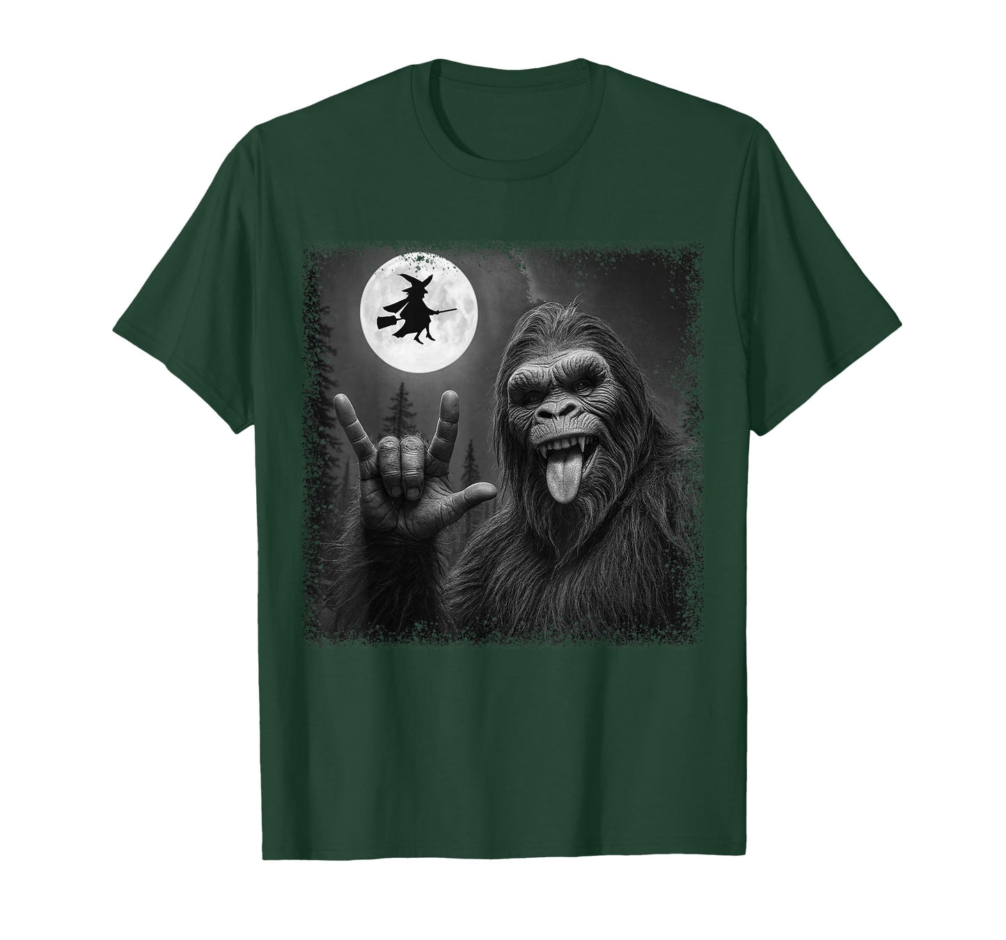 Funny Monkey Bigfoot Selfie with Boo Halloween Season T-Shirt