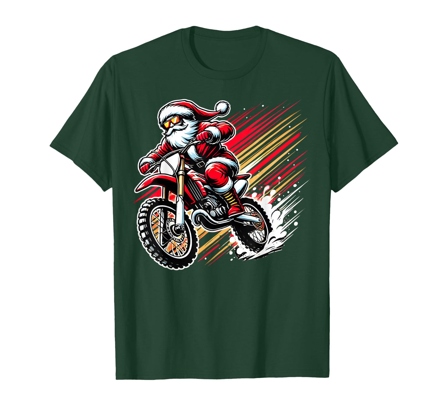 Santa Riding a Dirt Bike Christmas Motocross Racing Graphic T-Shirt