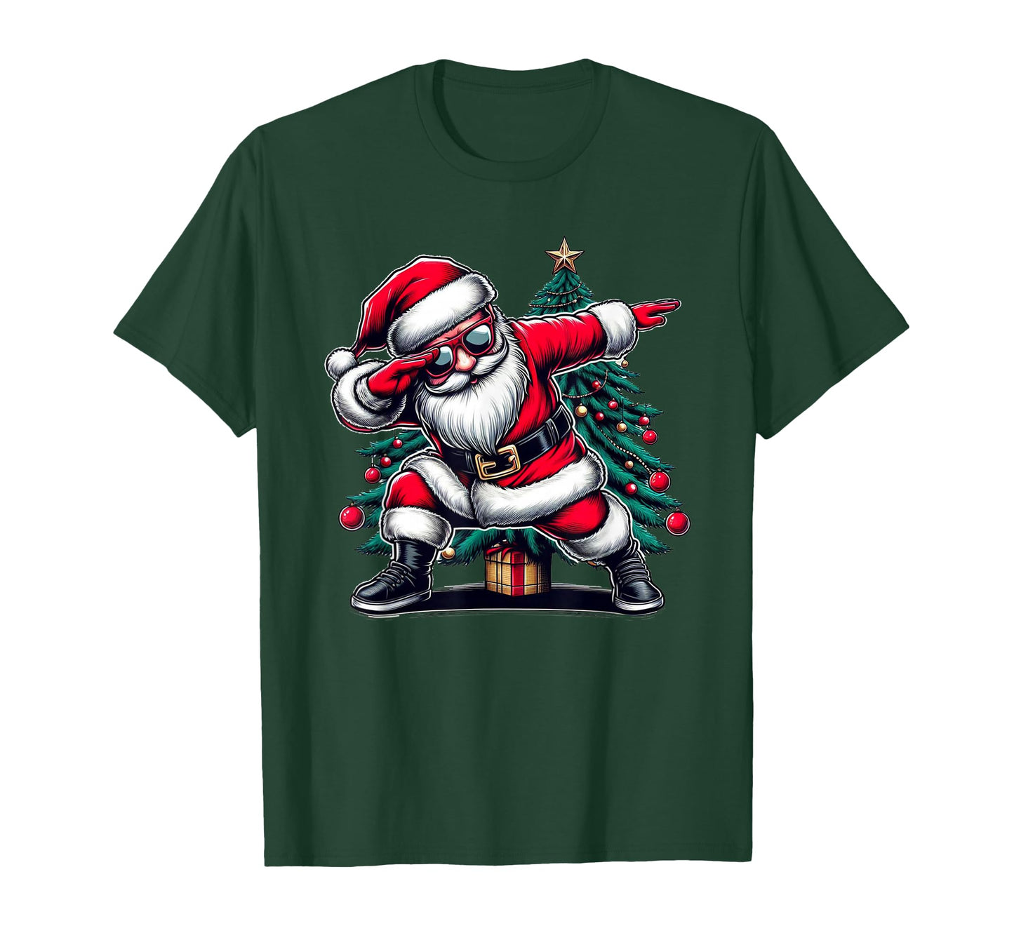 Dabbing Santa Claus Christmas Tree Boys Girls Funny Xmas Dab T-Shirt