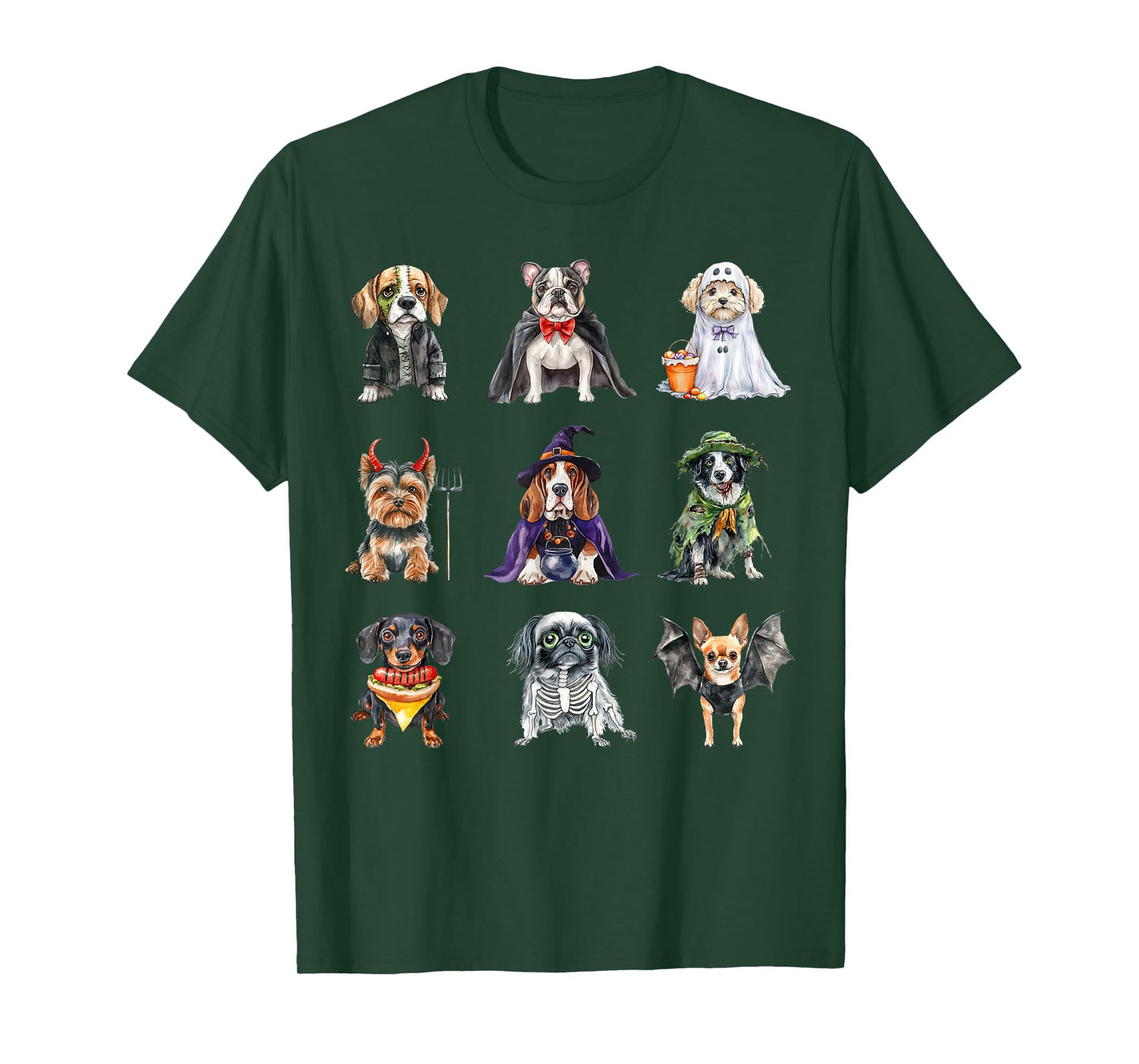 Funny Halloween Dog Costumes Ghost Witch Zombie Skeleton T-Shirt
