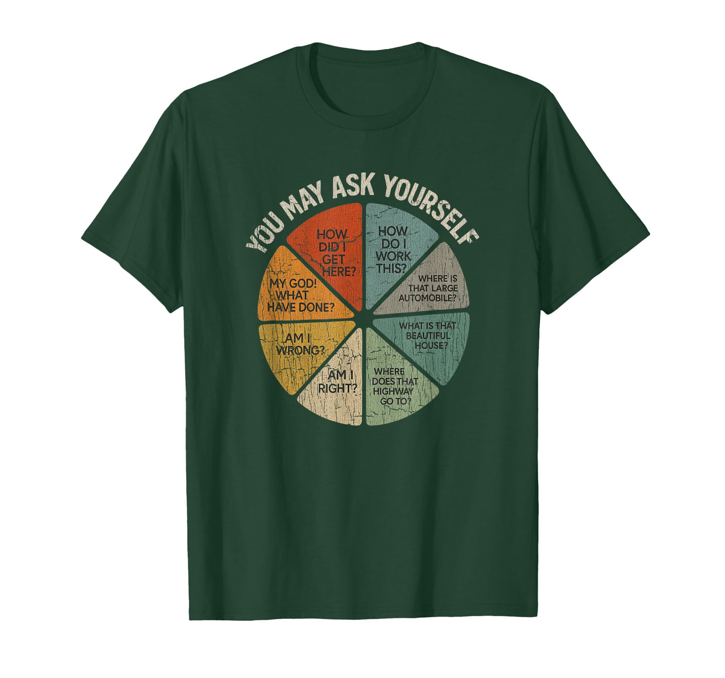 Vintage You May Ask Yourself Retro Pie Chart 80s Music T-Shirt