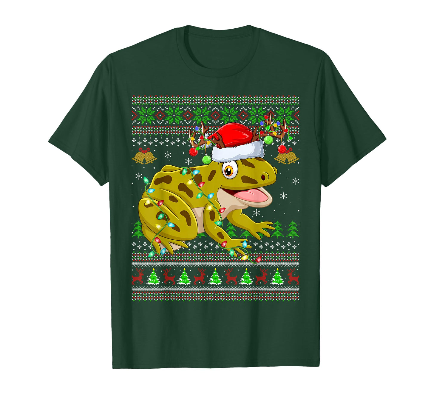 Frog Ugly Christmas Sweaters Holiday Santa Cute Xmas T-Shirt