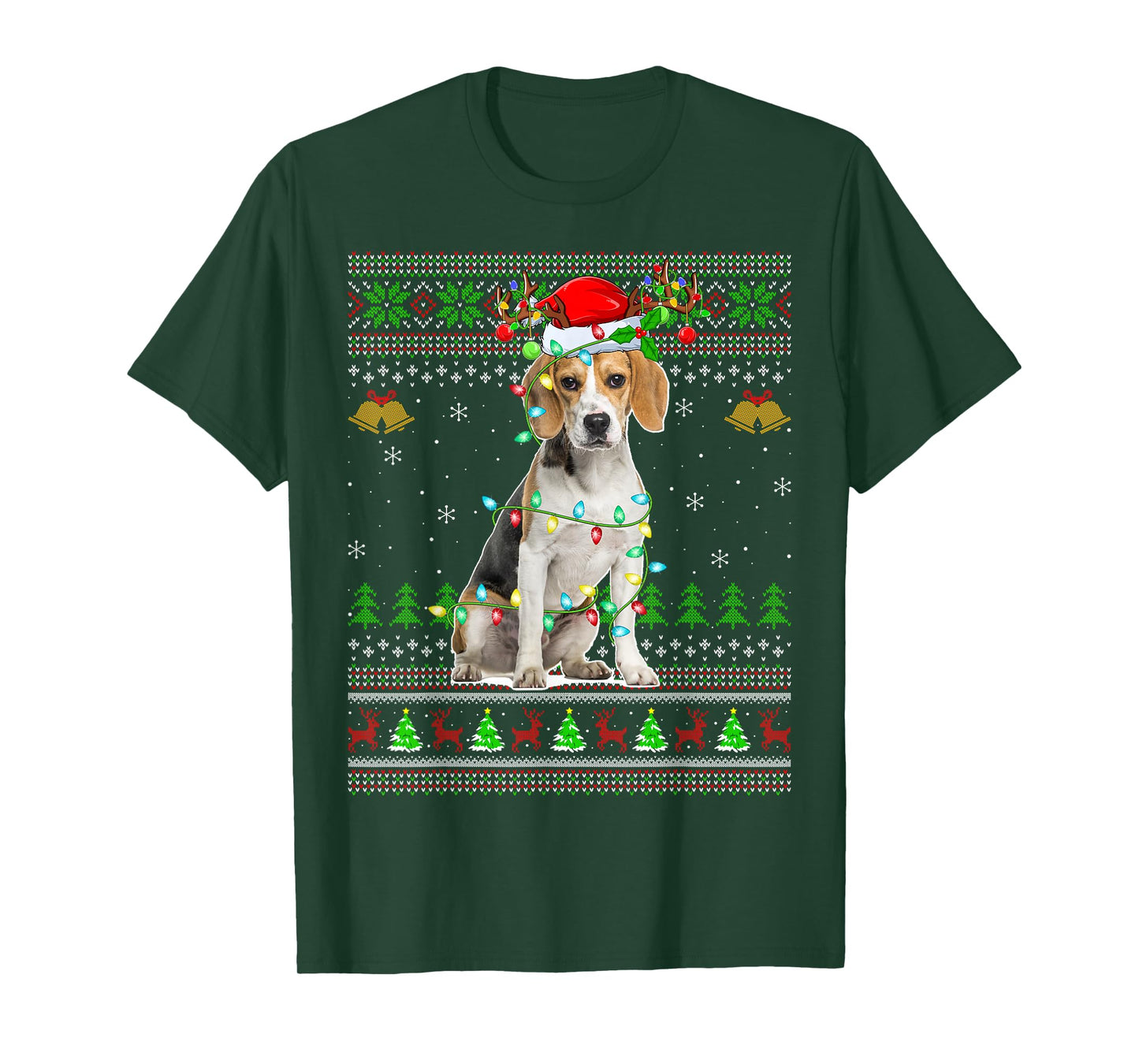 Beagle Dog Ugly Christmas Sweaters Holiday Santa Xmas T-Shirt