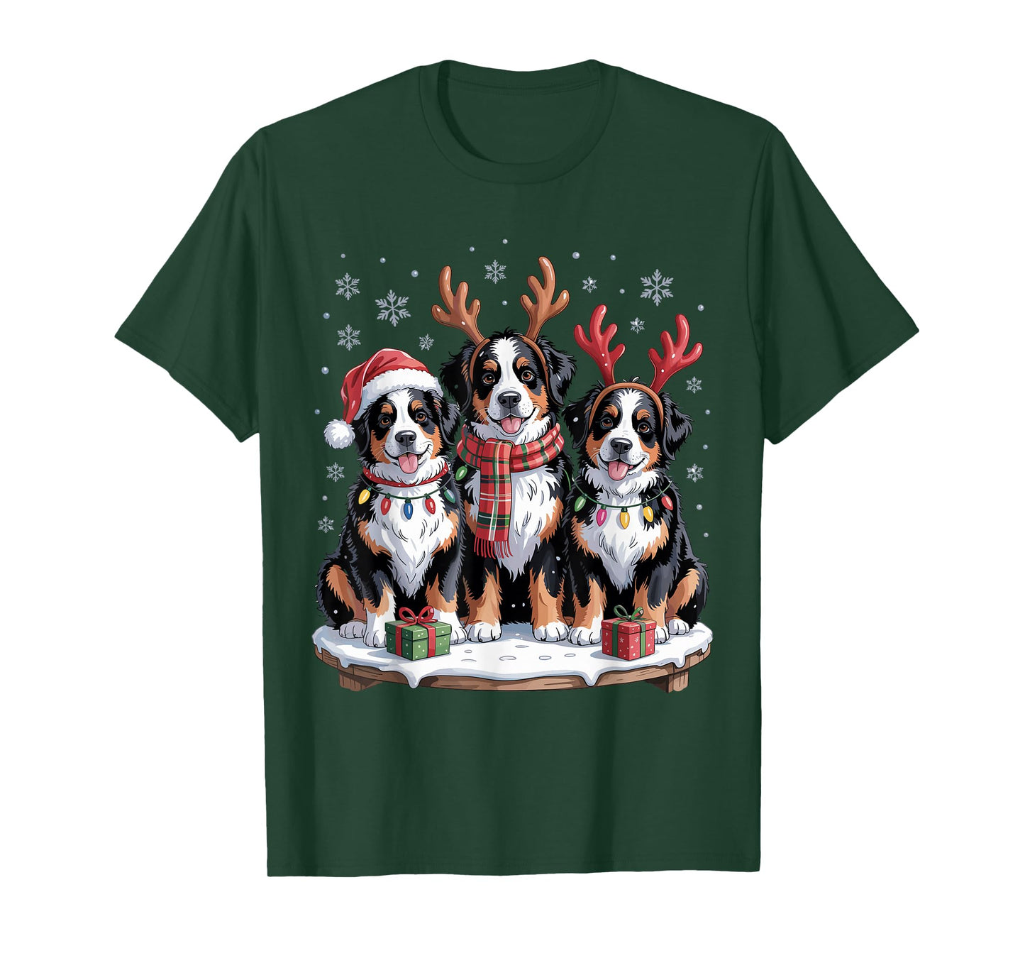 Cute Bernese Mountain Christmas Puppies Dog Lovers Holiday T-Shirt