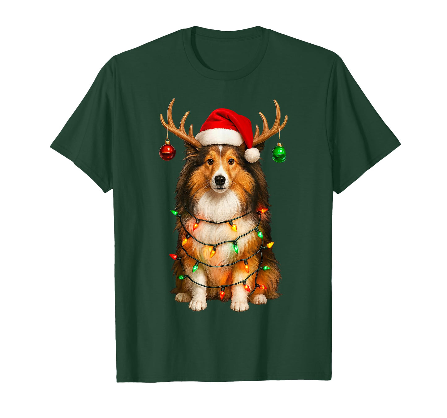 Shetland Sheepdog Dog Christmas Sheltie Santa Hat Lover T-Shirt