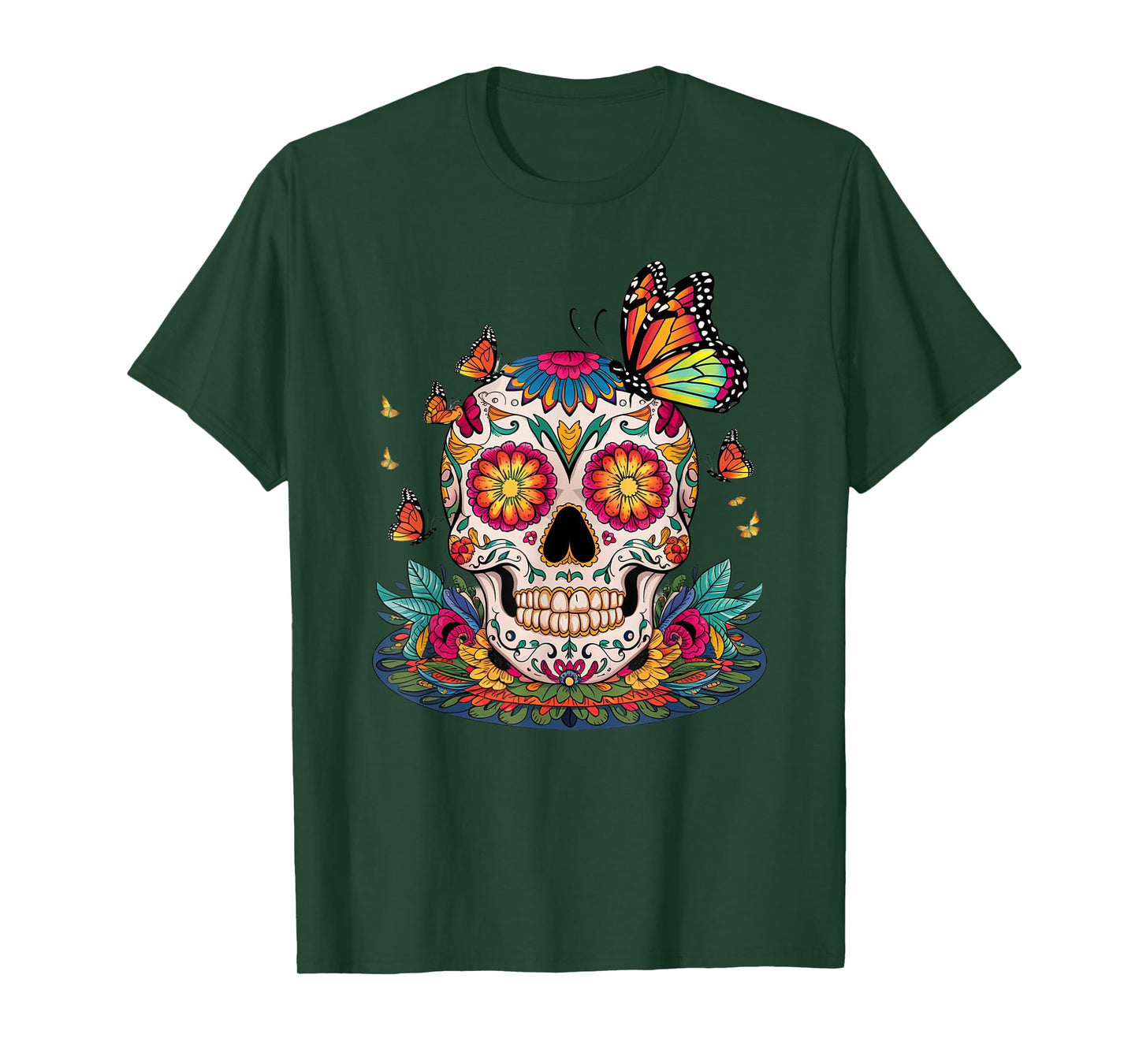 Sugar Skull Butterfly Day of Dead Halloween Dia De Muertos T-Shirt