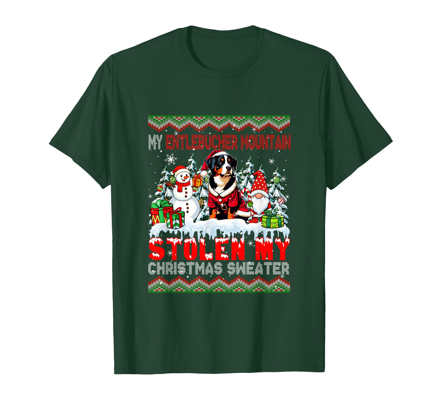 My Entlebucher Mountain Stolen Christmas Sweater Dog Gnome T-Shirt