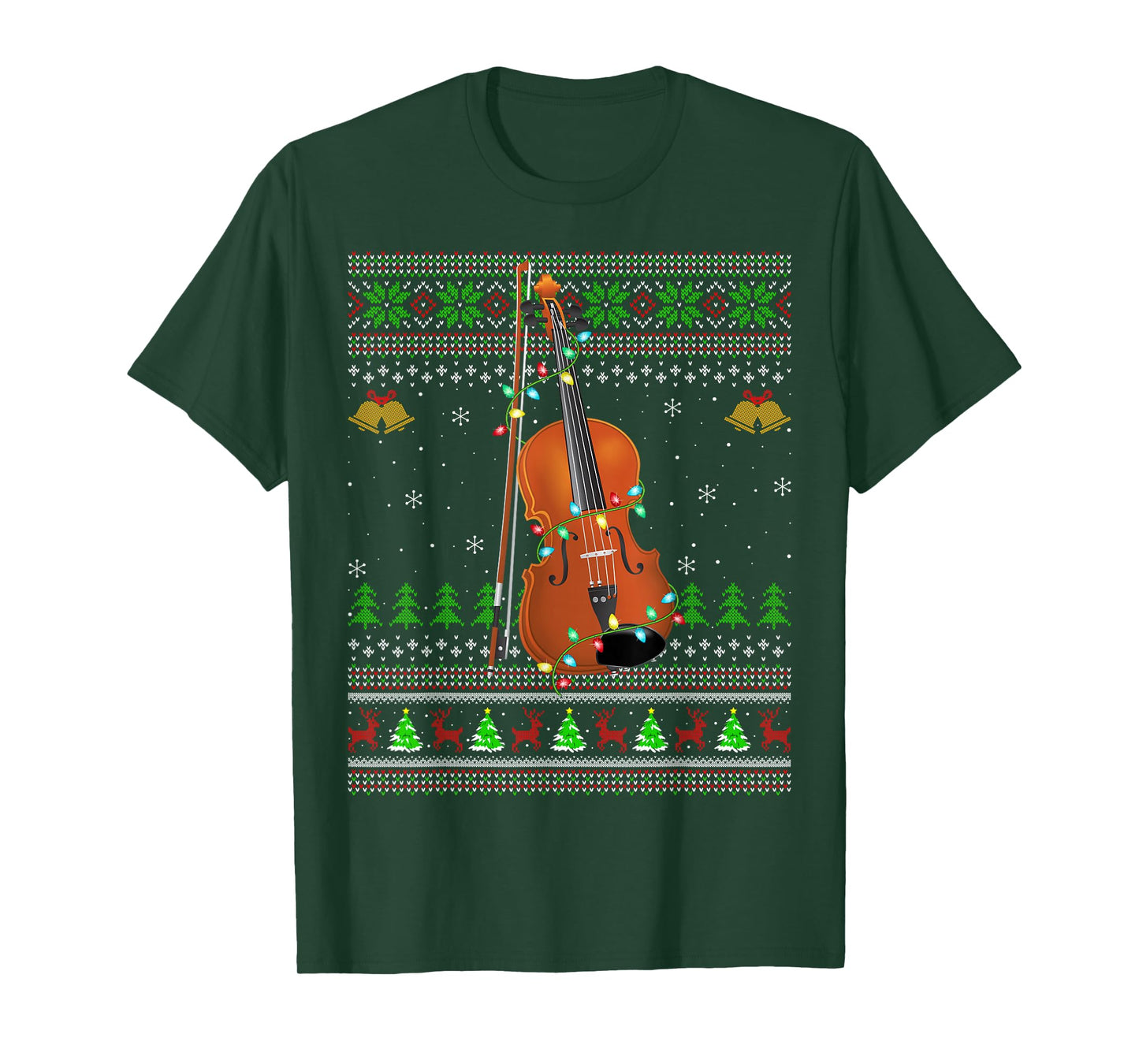 Violin Ugly Christmas Sweaters Violin Music Lover Xmas T-Shirt