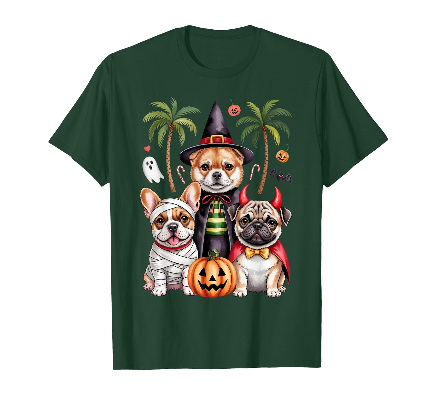 Cute Frenchie & Pug Costume Party Puppy Halloween Squad T-Shirt