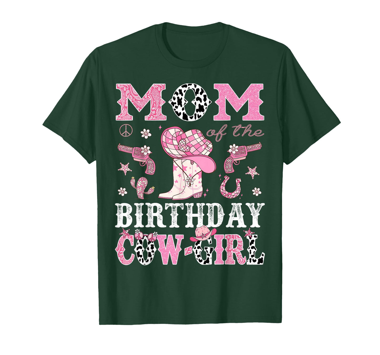Mom Of The Birthday CowGirl Pink Disco Rodeo Western T-Shirt