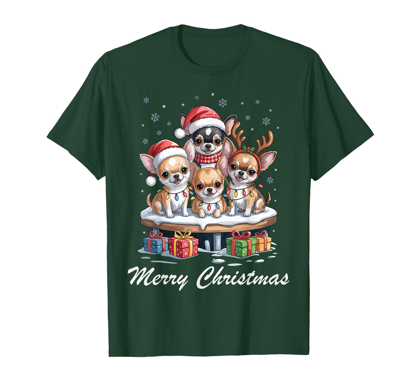 Chihuahua Merry Christmas Funny Dog Lovers Holiday Pajama T-Shirt