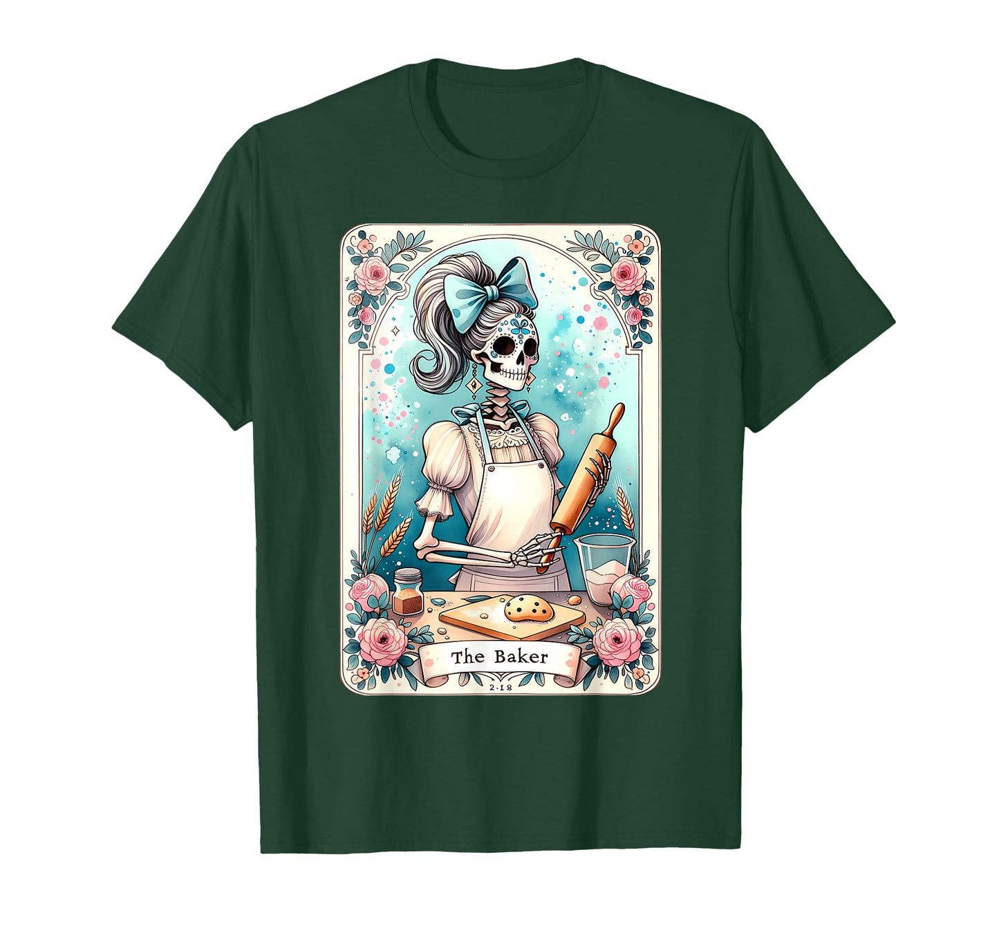 The Baker Tarot Card Skeleton Cook Witchy Chef Kitchen Lover T-Shirt