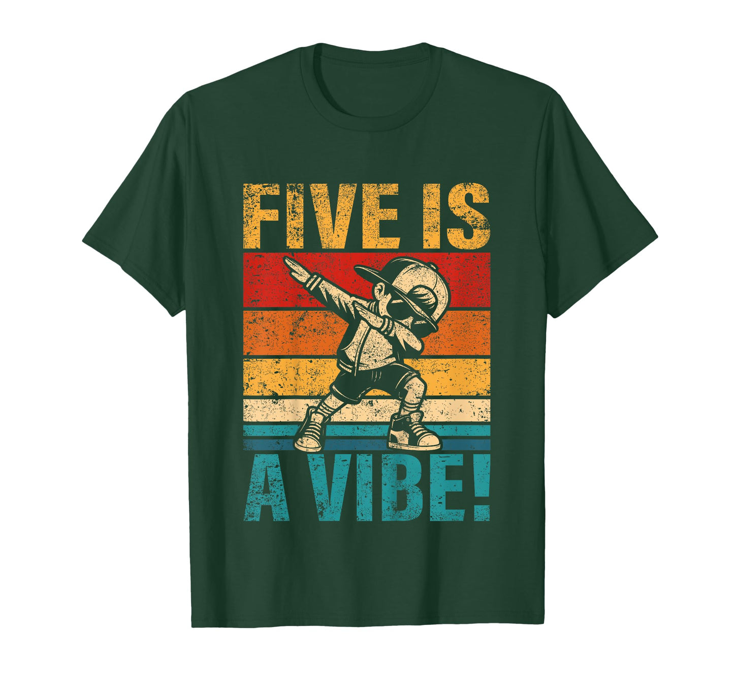 Kids 5 Year Old Birthday Dabbing Boy Five Is A Vibe 5th Bday T-Shirt