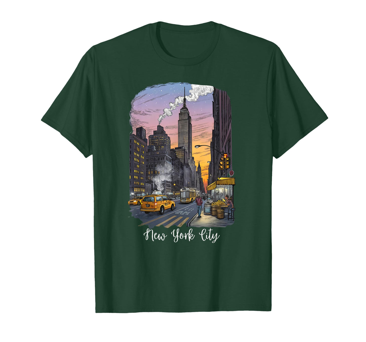 New York City Skyline Vintage Illustration Urban Art T-Shirt
