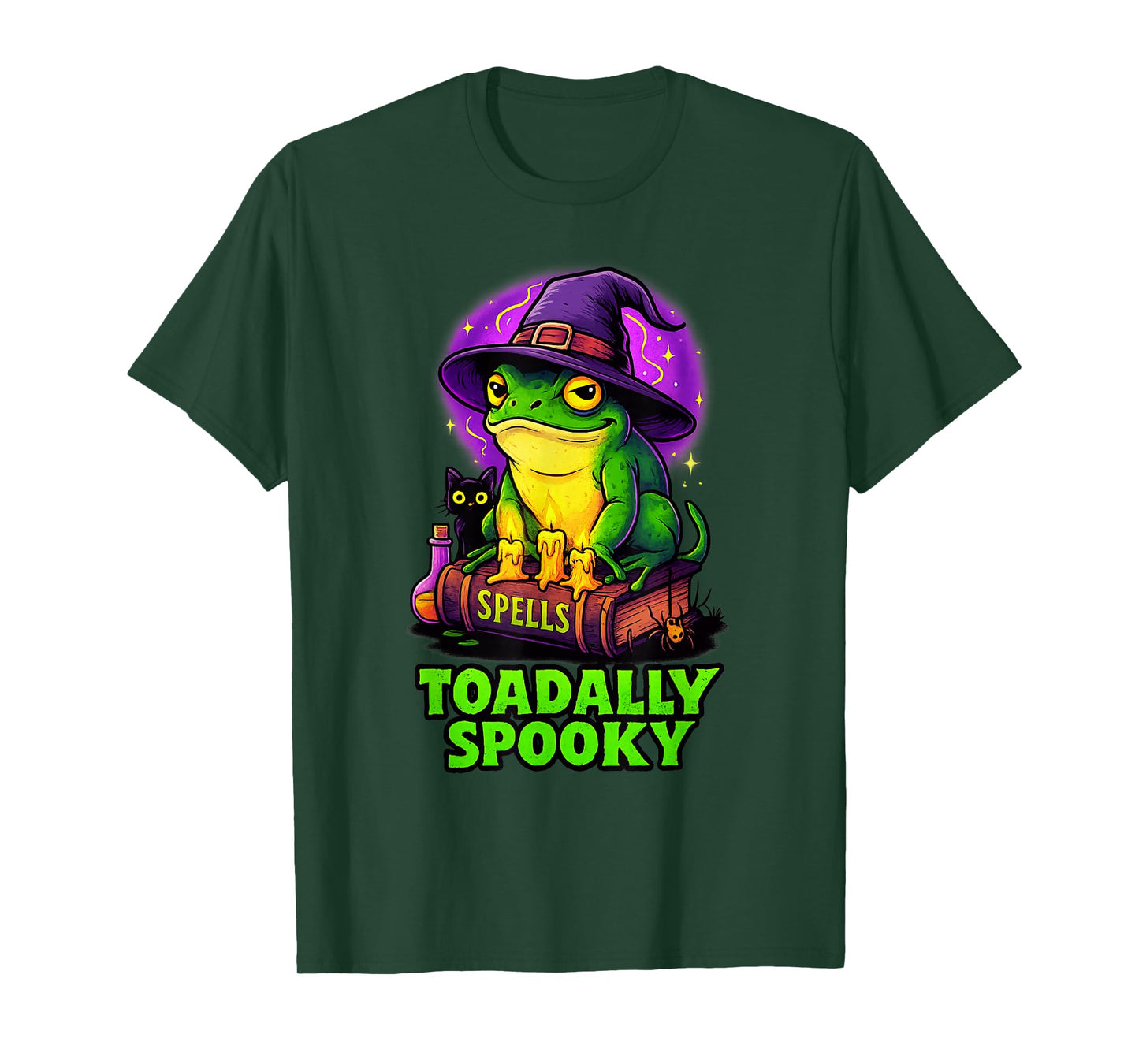 Toadally Spooky Frog Witch Halloween Cat Funny Costume T-Shirt
