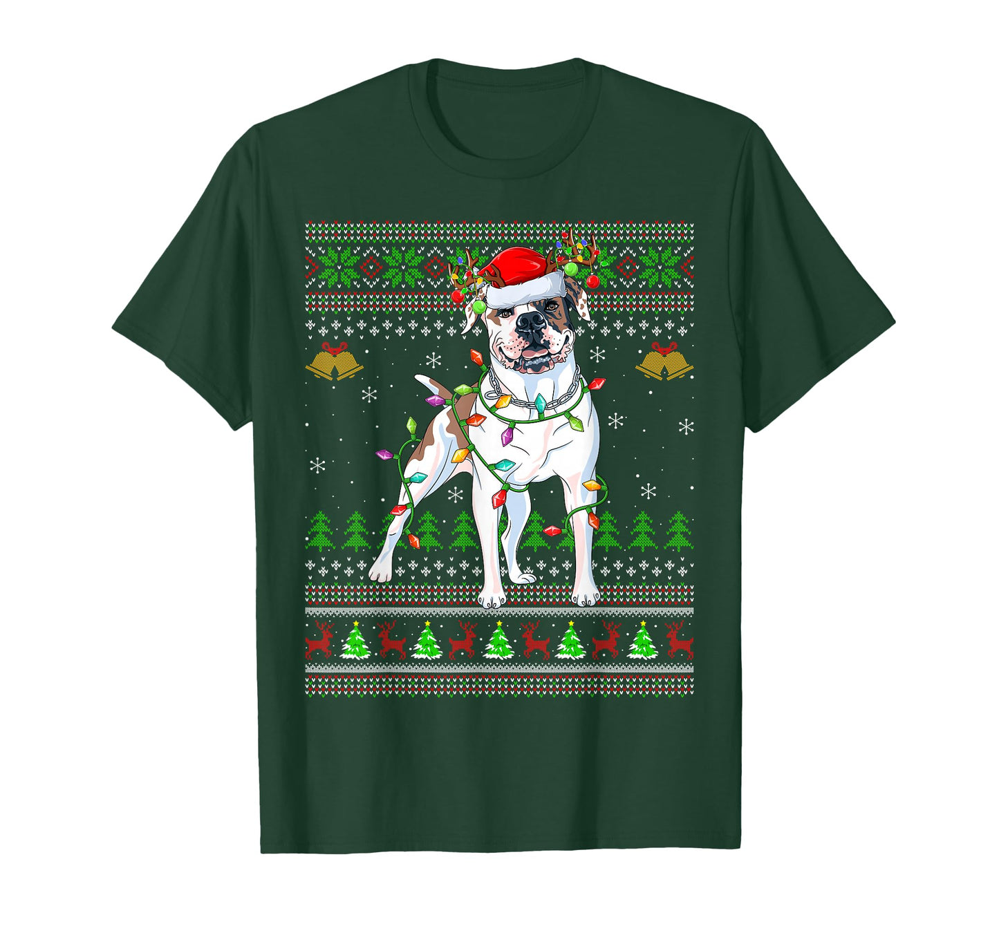 American Bulldog Ugly Christmas Sweaters Holiday Santa Xmas T-Shirt