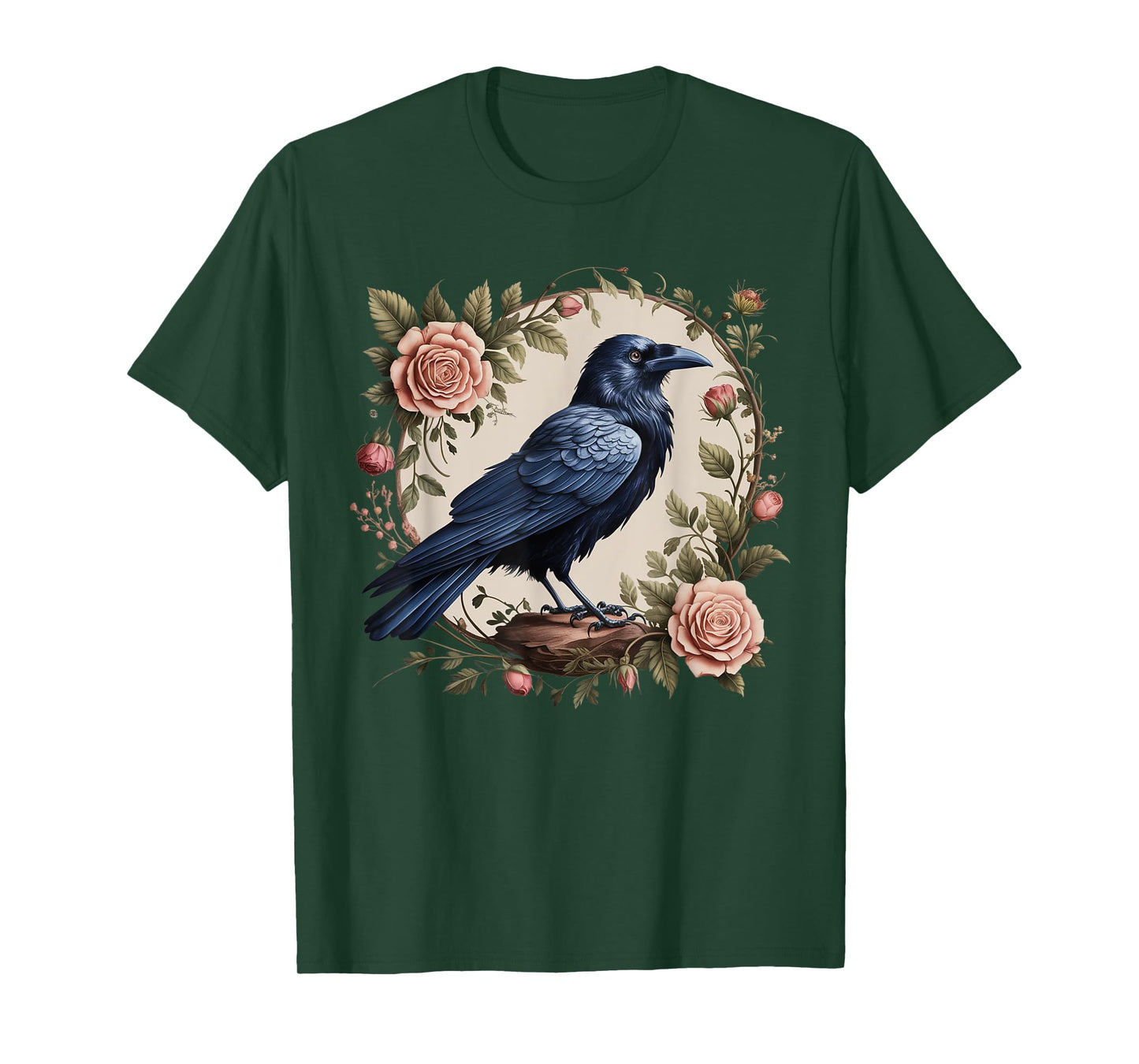 Vintage Raven Tarot Card Gothic Dark Academia Witchy Raven T-Shirt