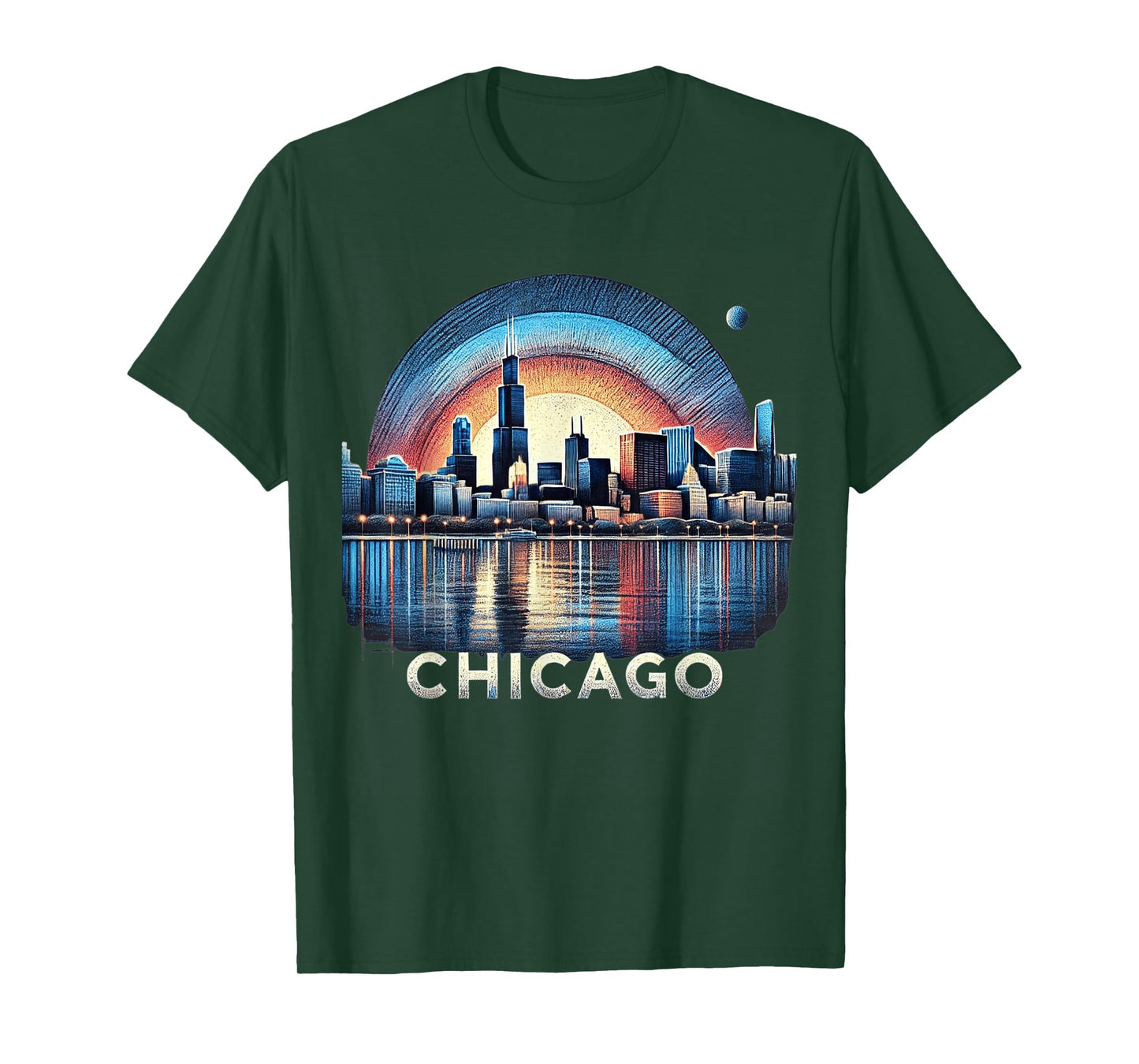 Vintage Chicago Illinois City Skyline Shirt Men Women Retro T-Shirt