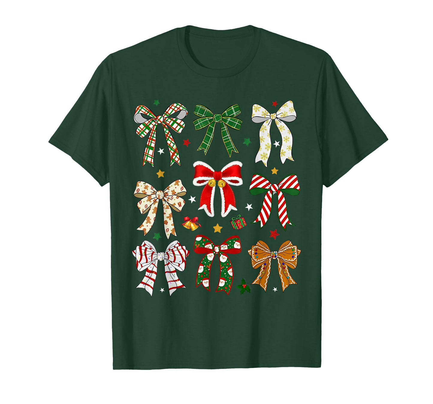Coquette Bow Christmas Tree Xmas Holiday Girly Outfit Women T-Shirt