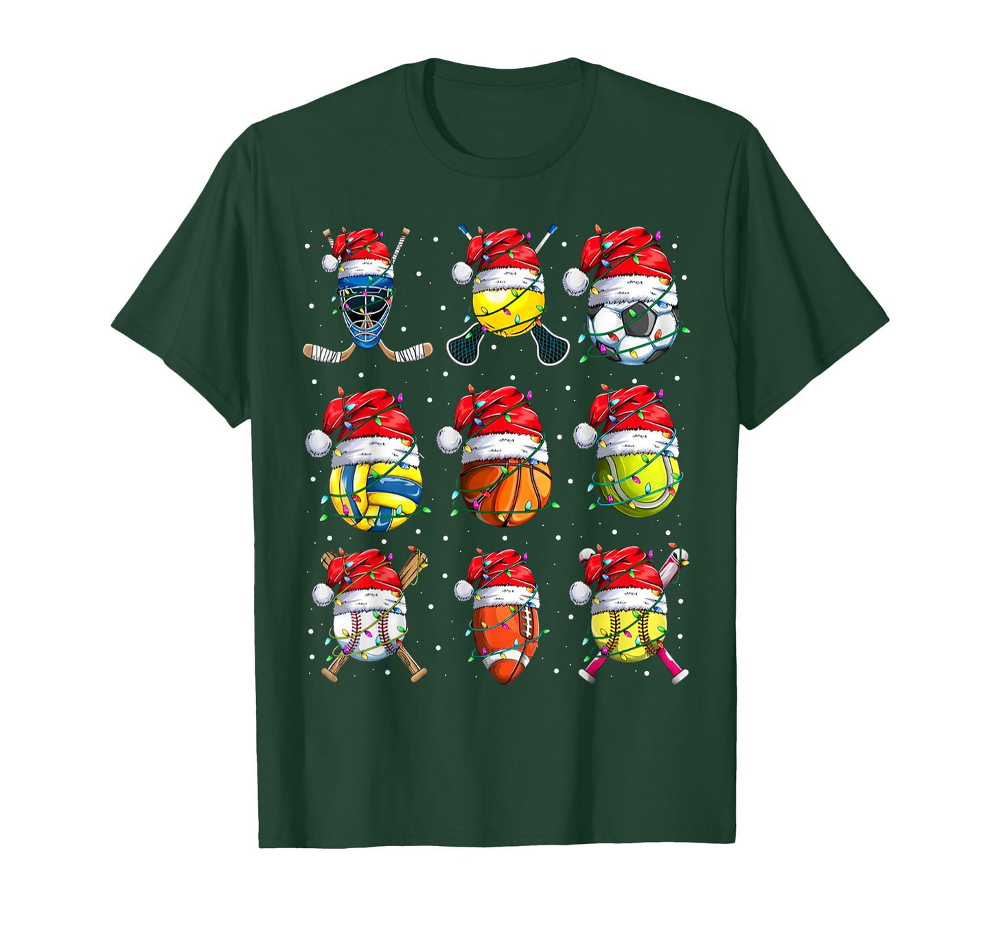 Santa Sports Design For Men Boys Christmas Sport Ball Player T-Shirt