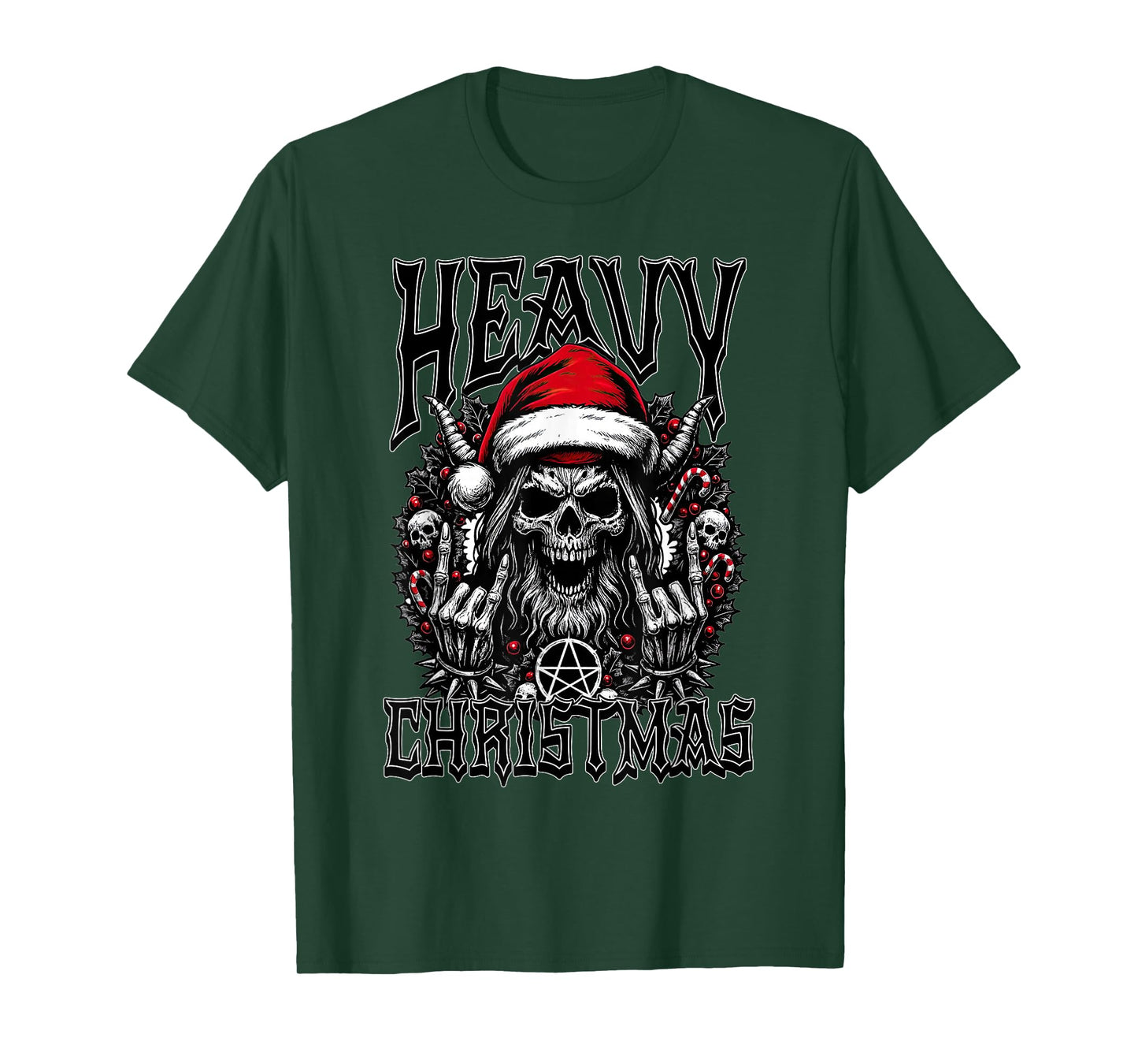 Heavy Christmas Creepy Demonic Santa Edgy Christmas T-Shirt