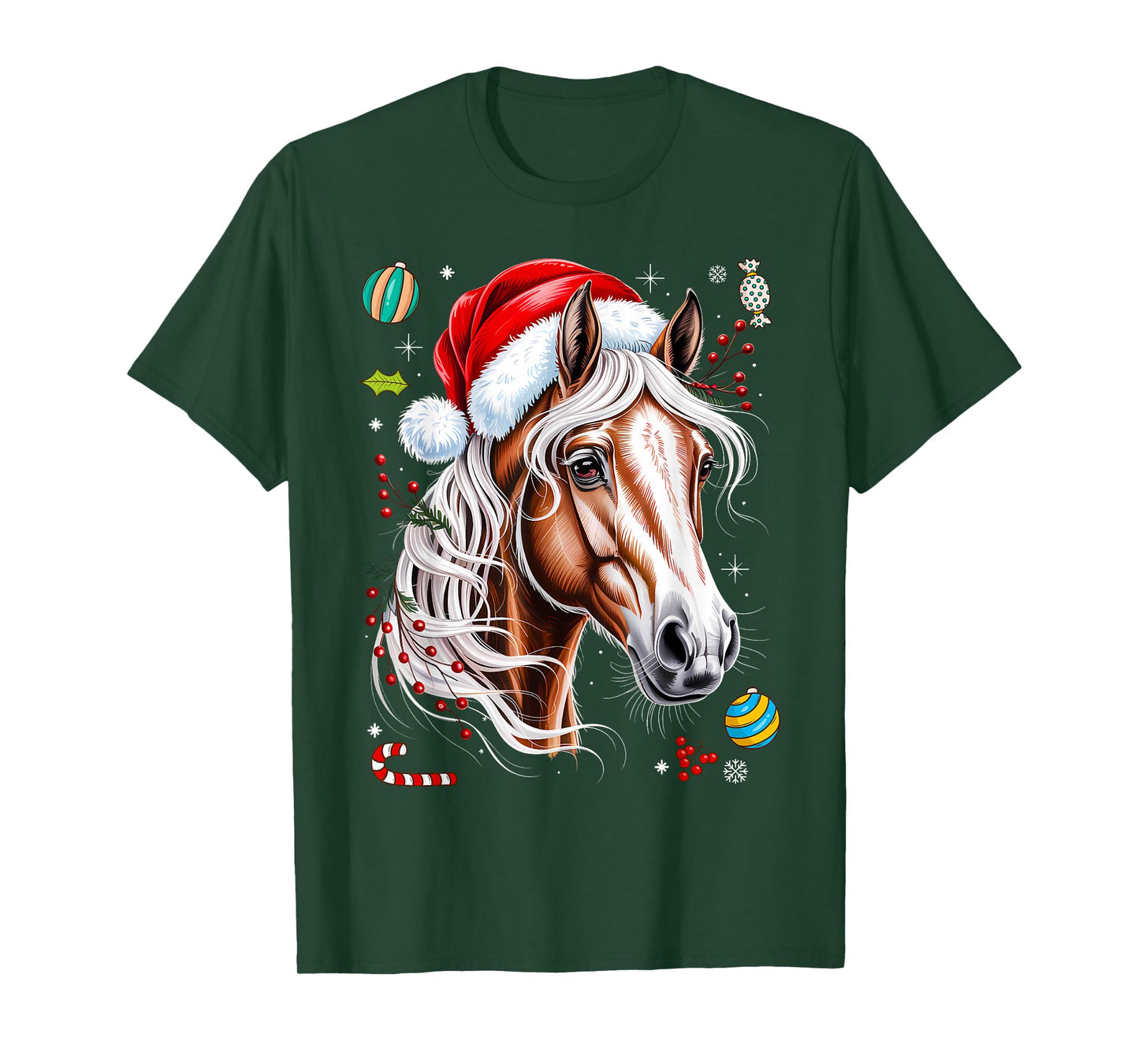 Horse Santa Christmas Cute Riding Equestrian Lover X-Mas T-Shirt