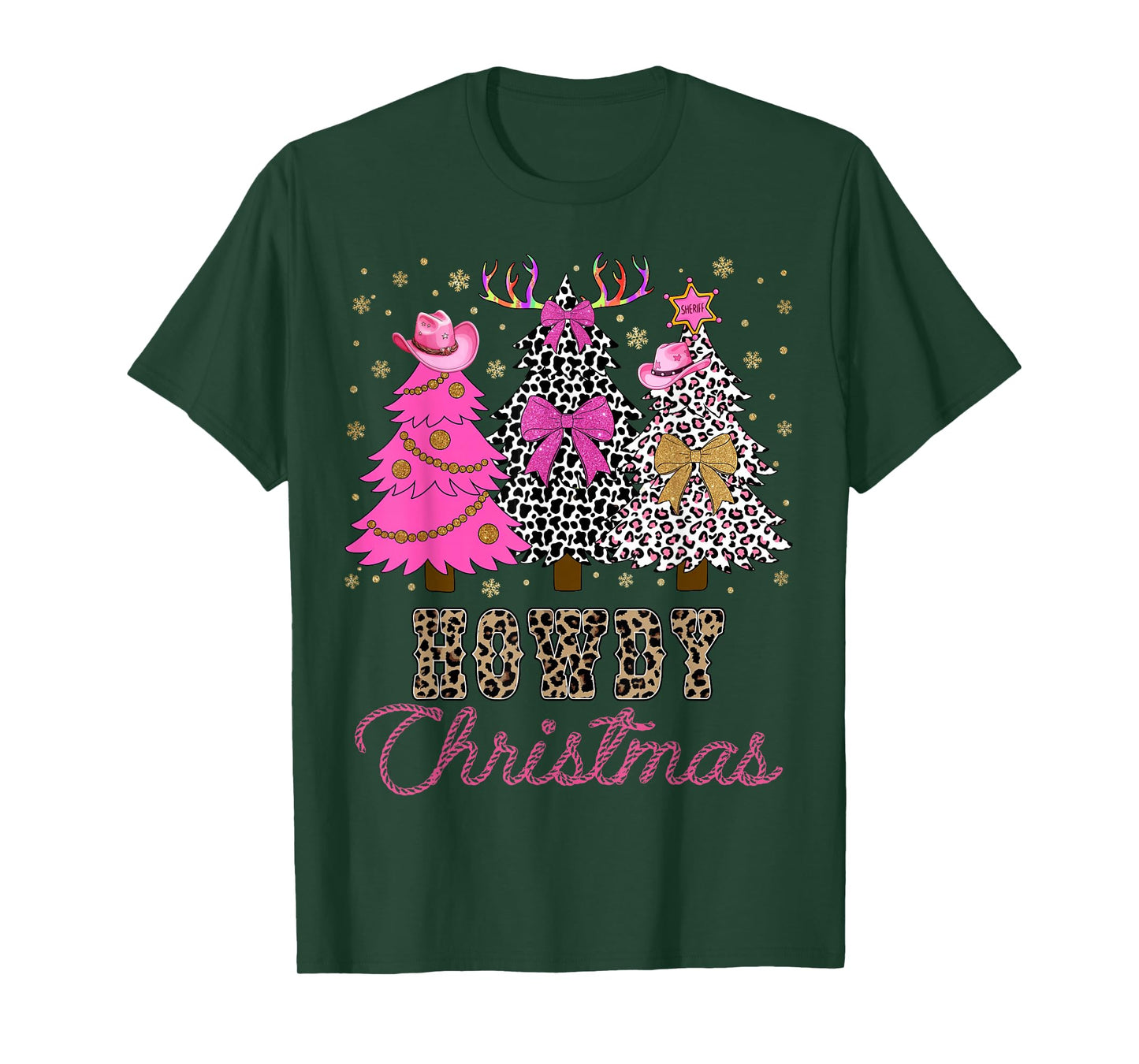 Howdy Christmas Tree Coquette Bow Western Xmas Pjs Cowgirl T-Shirt